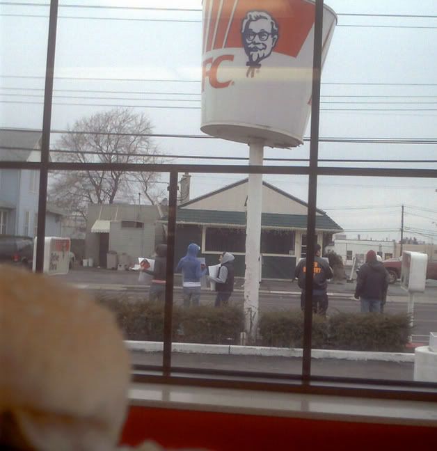 What the protest looked like as I ate my chicken sandwich