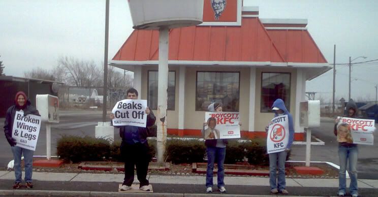 KFC Protestors with signs