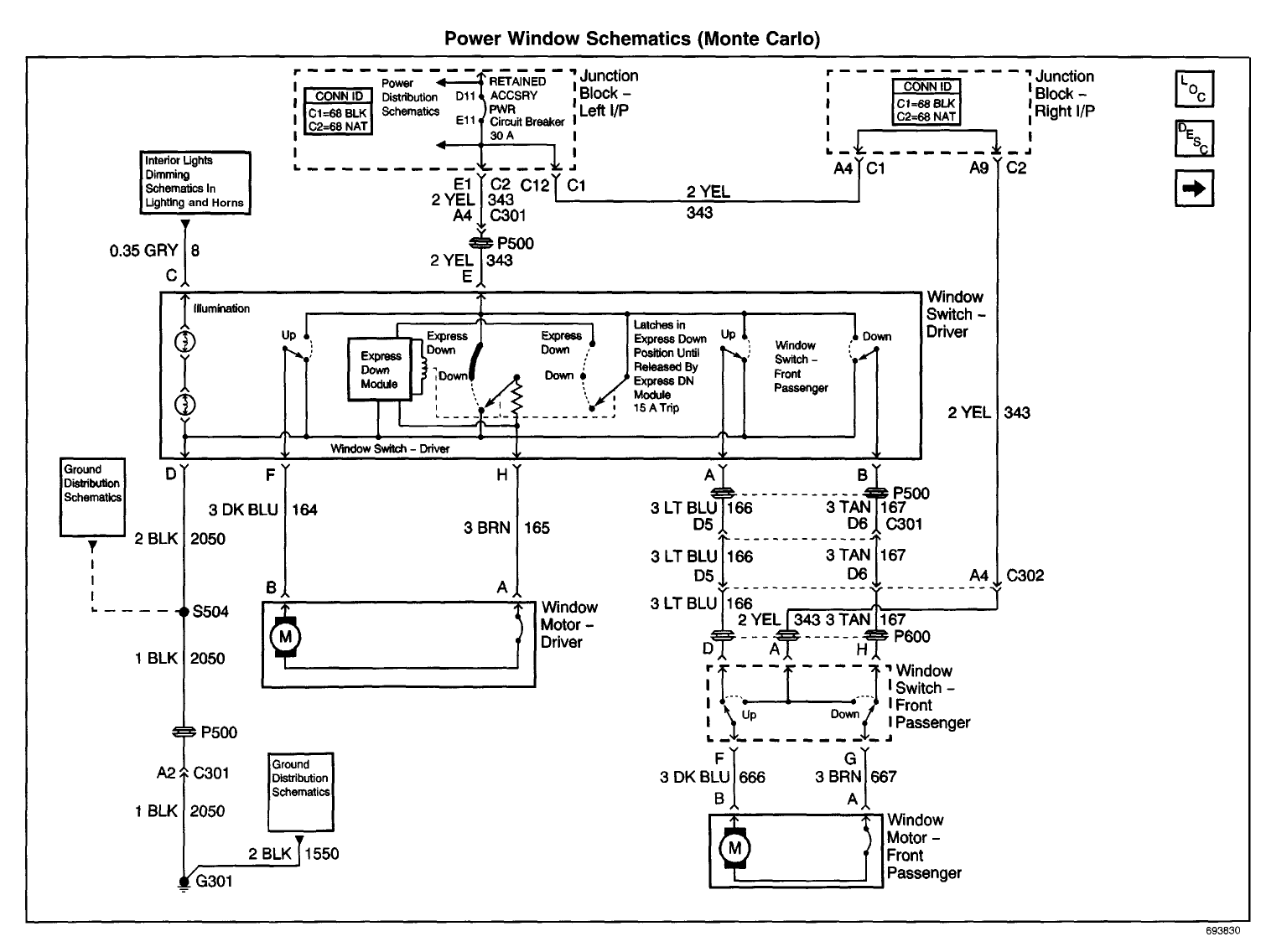 2001 Monte Carlo power window switc wiring diagram - Chevy Message