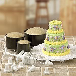 6PC MINI-TIERED CAKE PAN SET WITH DECORATING ACCESSORIES