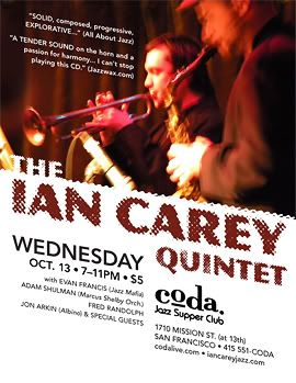 Ian Carey Quintet at Coda, Weds. 10/13