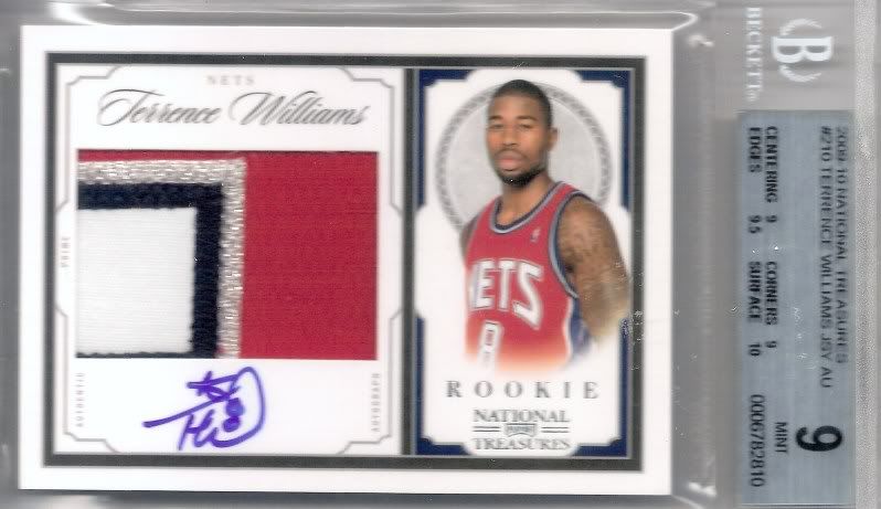 2009-10 Playoff National Treasures #210 Terrence Williams JSY AU RC (78 of 99) BGS 9