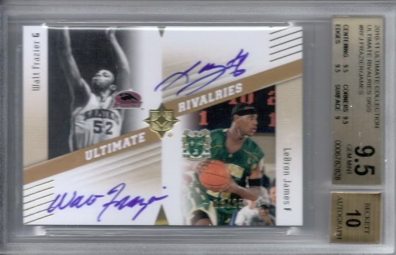 2010-11 Ultimate Collection Rivalries Signatures #RFJ EXCH Walt Frazier LeBron James (13 of 25) BGS 9.5