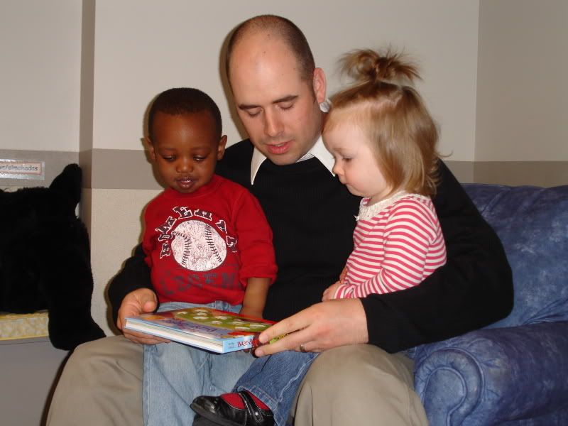 Reading to the children at daycare 4/16/09