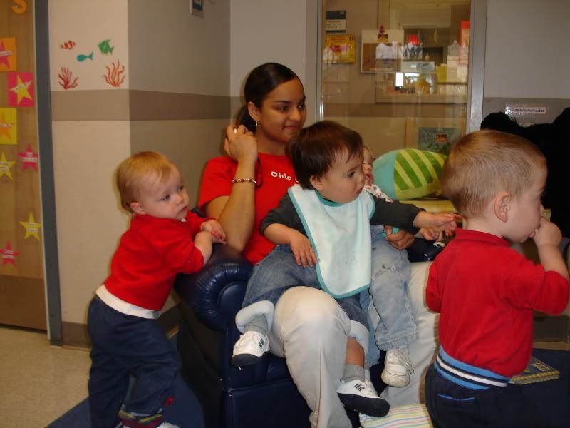 Ms. Vanessa with the children at daycare 4/16/09