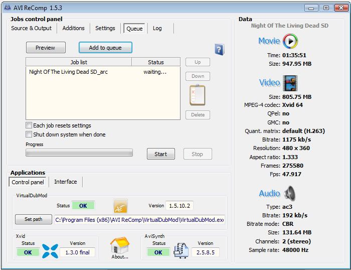 Splitting / Joining AVI files with VirtualDUB.