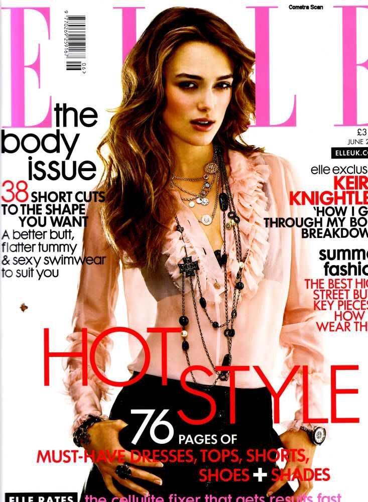 Actress Keira Knightley graces the latest cover of Elle Magazine.