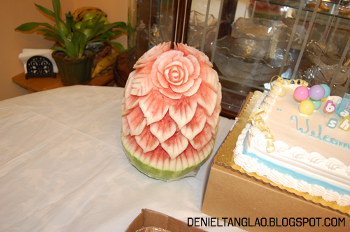 watermelon carving for baby shower. Carved Watermelon. o___O