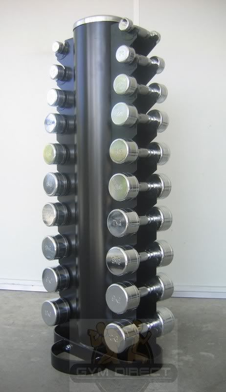 Overall dimensions 500mm x 500mm x 1220mm high. chrome dumbbell