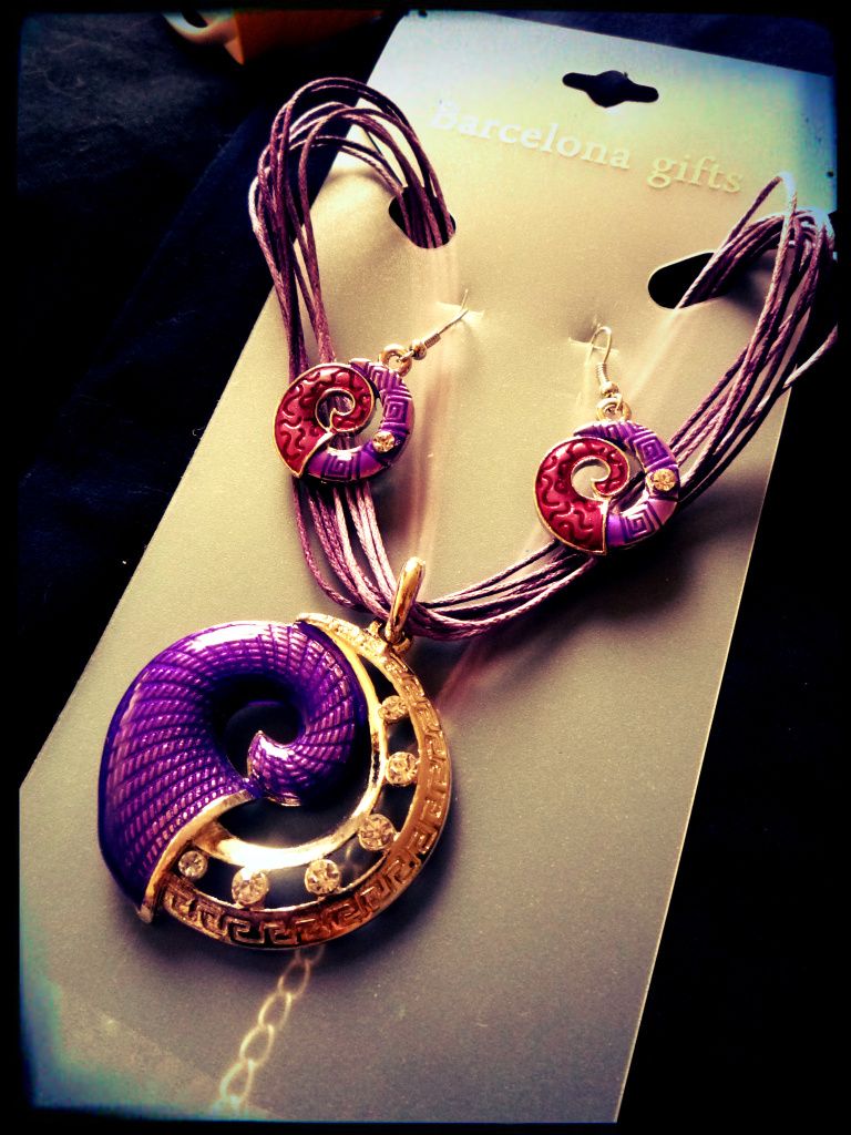 A purple Necklace and Earrings from Barcelona A purple Necklace and Earrings from Barcelona