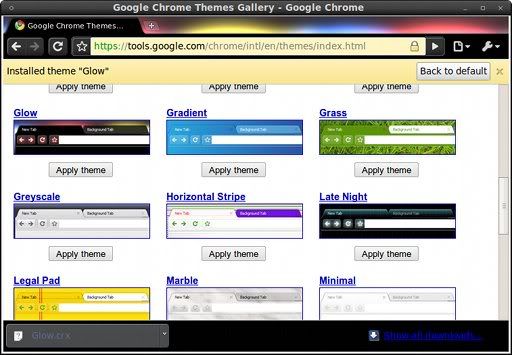Fitur theme juga hadir pada Google Chrome untuk Linux