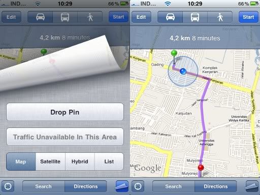 Tampilan Maps pada iPhone