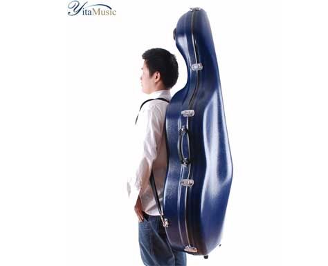 A High Quality FiberGlass FRP Cello Case Blue HZC02