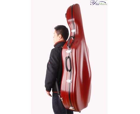 A High Quality FiberGlass FRP Cello Case Red HZC04