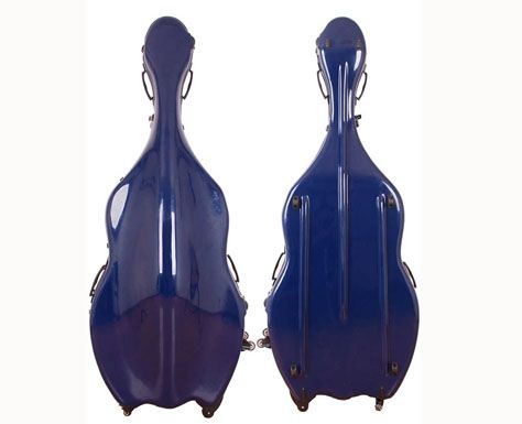 A FiberGlass Double Bass Case Silver Color, 3/4 Size 