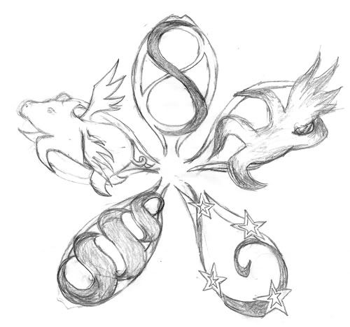 As promised, here is the sketch of my planned tattoo (it will be drawn