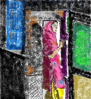 Woman gazing out the window