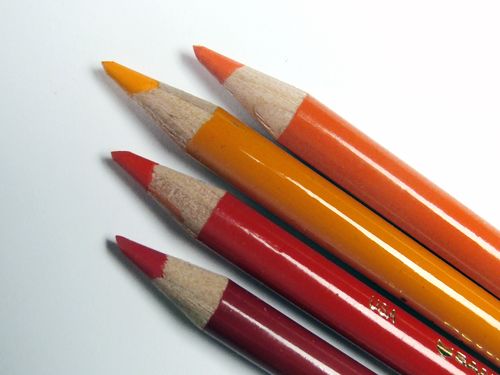 Colored Pencils, Reds and Oranges Four colors were used to simulate a color blend you might find in nature.