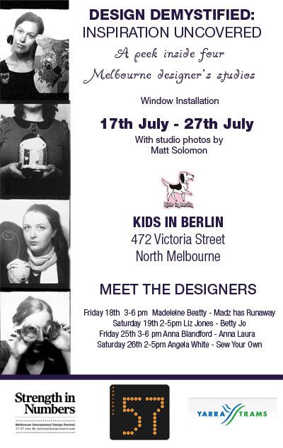Melbourne nternation Design Festival Pop Up Event Anna Laura Betty Jo Sew Your Own Madz Has Runaway Kids In Berlin