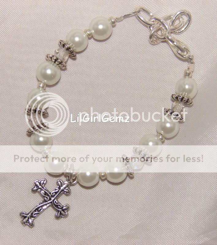 Girls Pearl Christening Cross Baby Bracelet Boutique