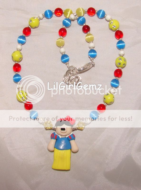 girls princess Snow White clay necklace boutique custom  