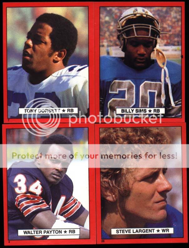 1981 Red Border Topps NFL Football Stickers Payton Sims  