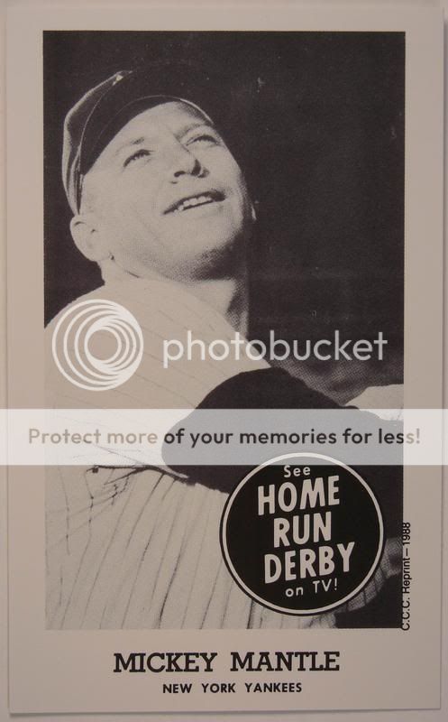 1959 MICKEY MANTLE HOME RUN DERBY REPRINT CARD YANKEE  