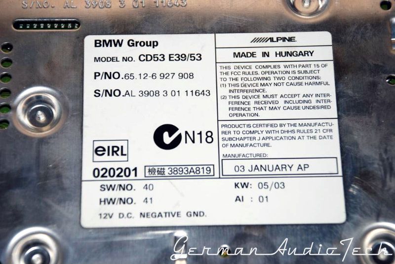 BMW Business CD Player Radio Stereo 96 E39 5 Series 525 530 540 M5 E53 x5 CD53