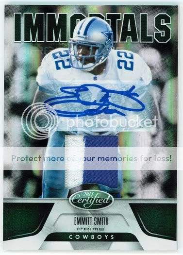 Up for bids is a 2011 Panini Certified Emmit Smith Immortals