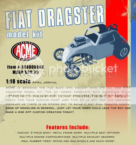 18 Acme 1940s Altered Fiat Dragster Diecast Model Kit  