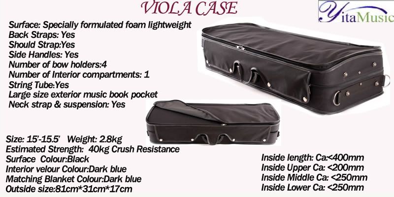 High Quality Oblong Viola ( 15 & 15.5 ) Case HZA01  