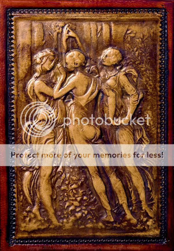 Fiorentina Biscotto Three Graces Medieval Refillable Hand Tooled Leather Journal  