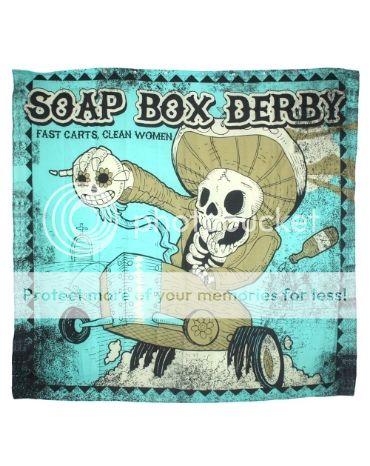 Too Fast Tattoo Soap Box Derby Shower Curtain Rockabilly Punk Day of The Dead